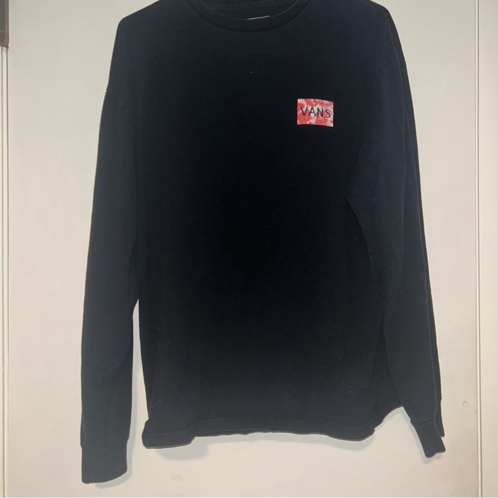 Vans Black Long-sleeve Tee with Red Logo